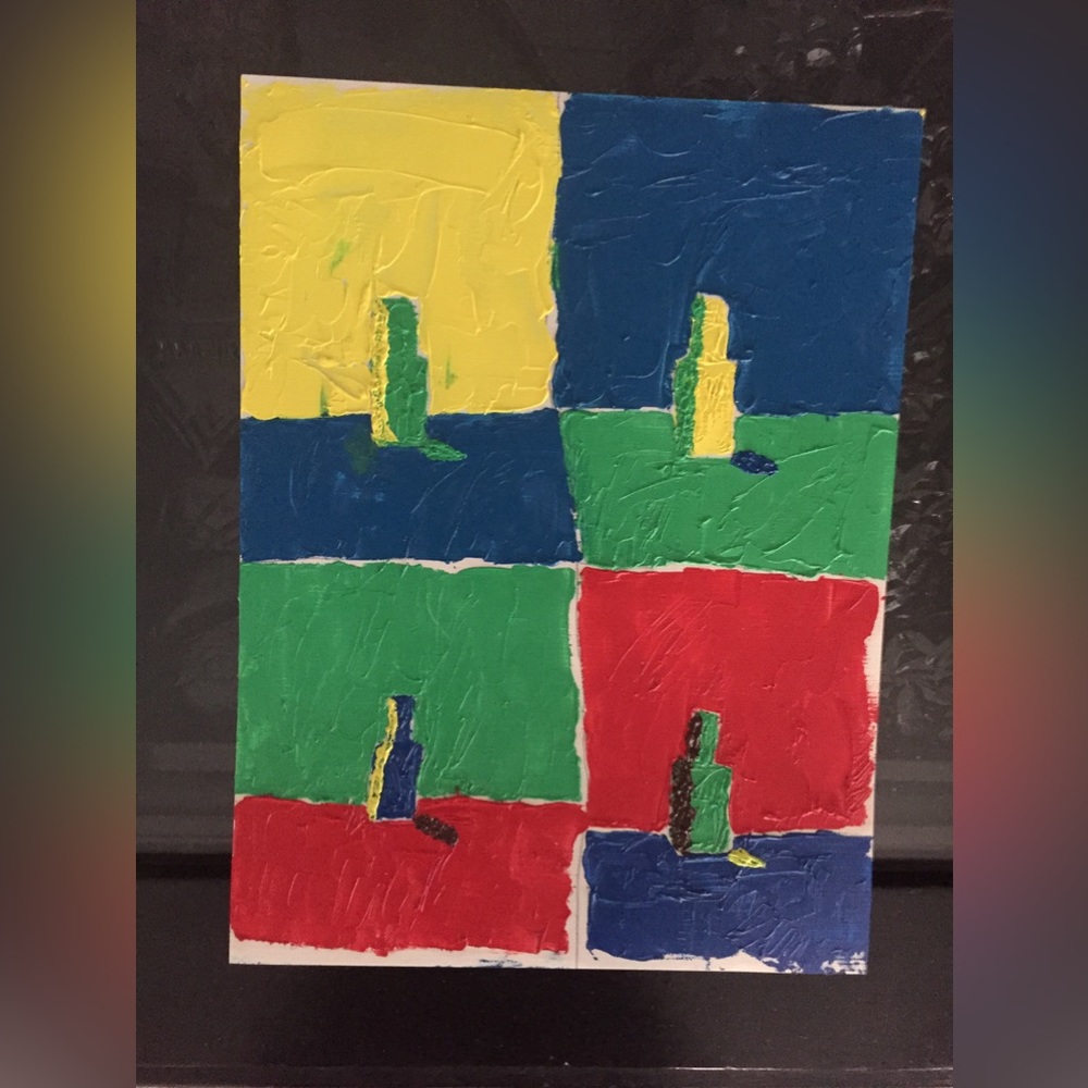 Wine bottle color study , oil on canvas